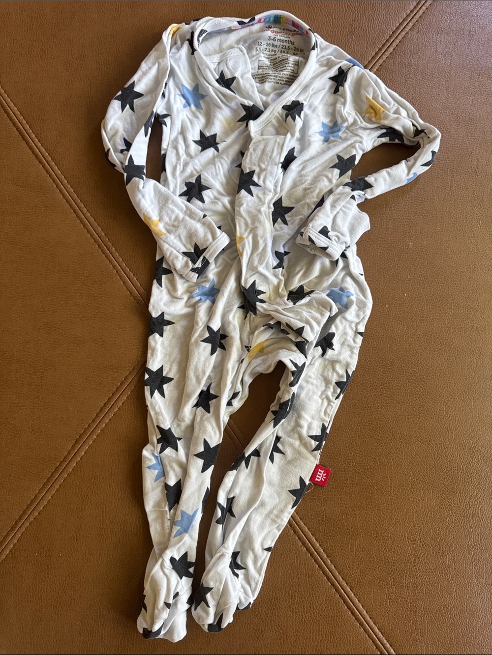 Magnetic Me 3-6mo Unisex White Star-Print One-Piece Kids Romper - Soft Cotton